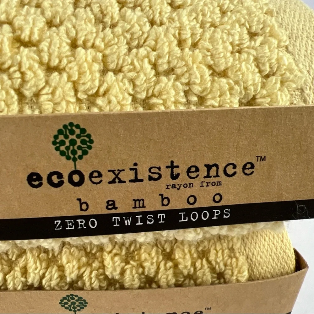 Ecoexistence Bath Towel Set Bamboo Gold Zero Twist Loops Cotton Set of 2 NEW